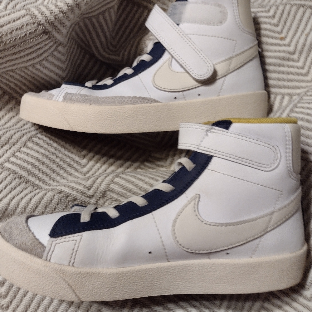 Nike Kids White and Navy Blue High-Top Sneakers